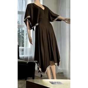 Vintage 70's Strait Lane Dress Sleeves Handkerchief pointed Hem sleeve Edge S